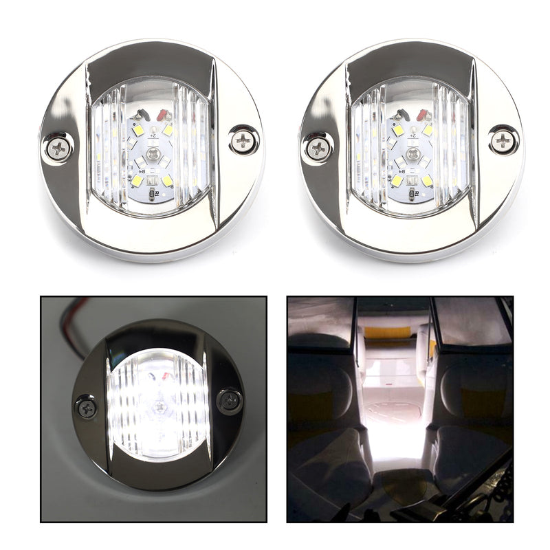 2 uds LED barco marino yate espejo cromado ancla popa luz redonda 2835-SMD 12V