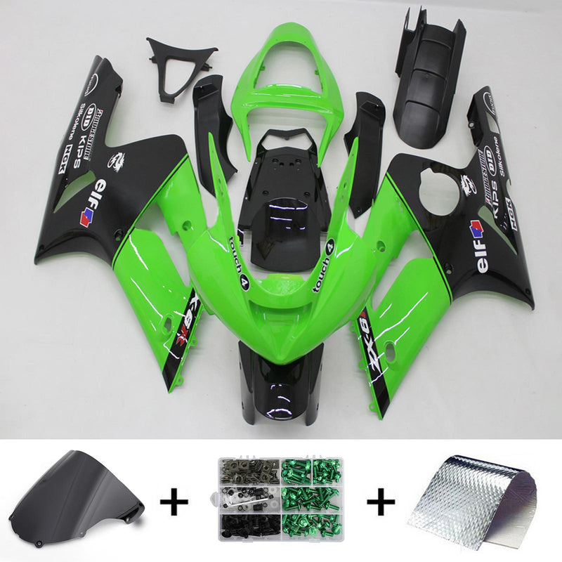 Amotopart Kawasaki ZX6R 636 2003-2004 kåpa Set Body Plast ABS