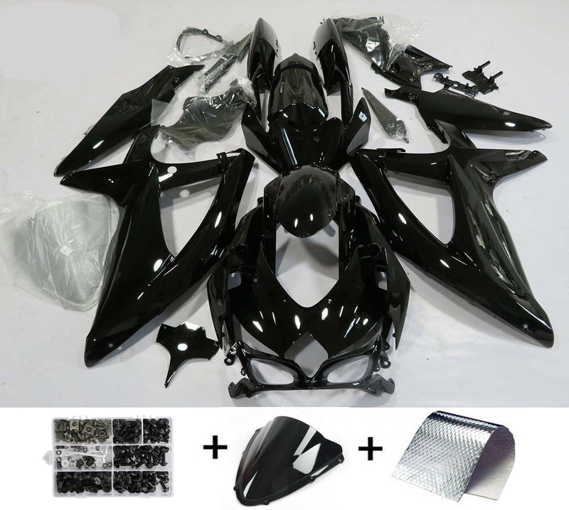 Verkleidungs-Einspritz-Kunststoff-Set, glänzend schwarz, passend für Suzuki GSXR600/750 2008–2010