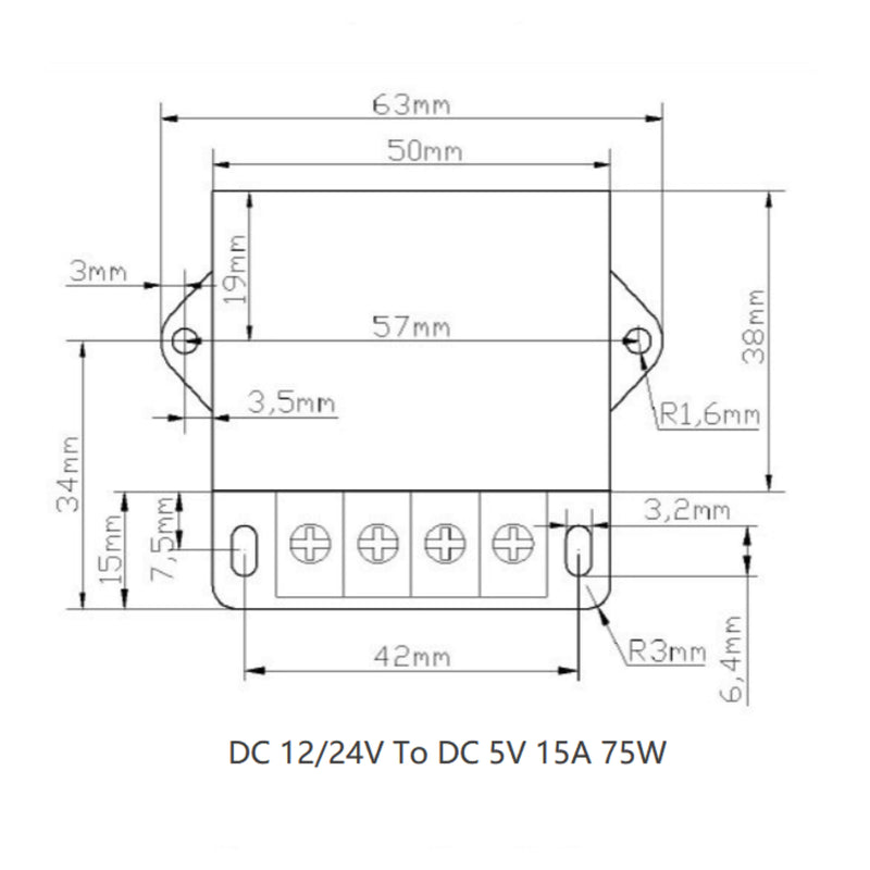 DC12/24V Steg ner till DC 5V 15A 75W Spänningsregulator Reducer Strömomvandlare