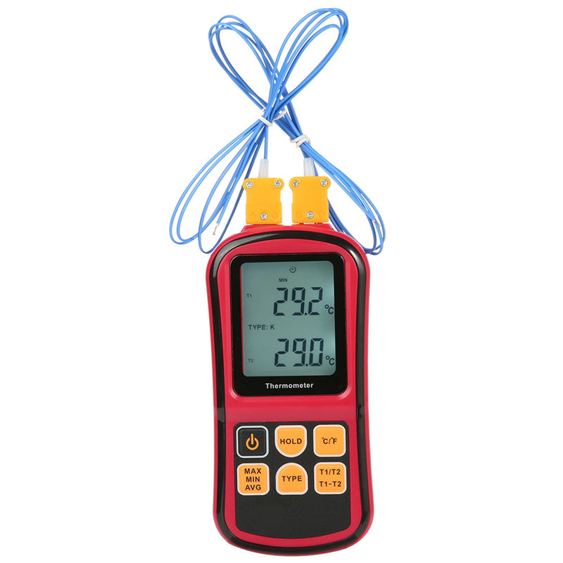 Digitales Thermoelement Thermometer Temperatur Zweikanal-Messgerät Tester LCD