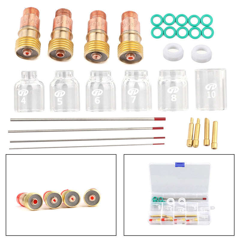 30 Stück WIG-Schweißen Stubby Gas Lens Pyrex Cup Kit Passend für WIG WP-17/18/26 Brenner