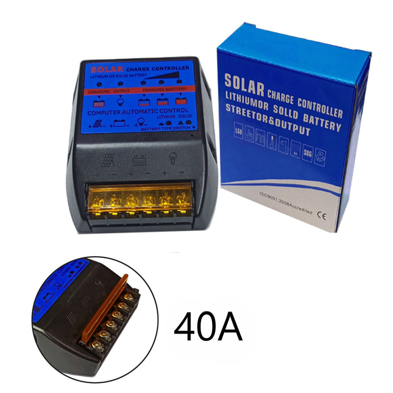 Solar ladekontroller PWM 10A-50A 12V innebygd timer batterikontrolladapter