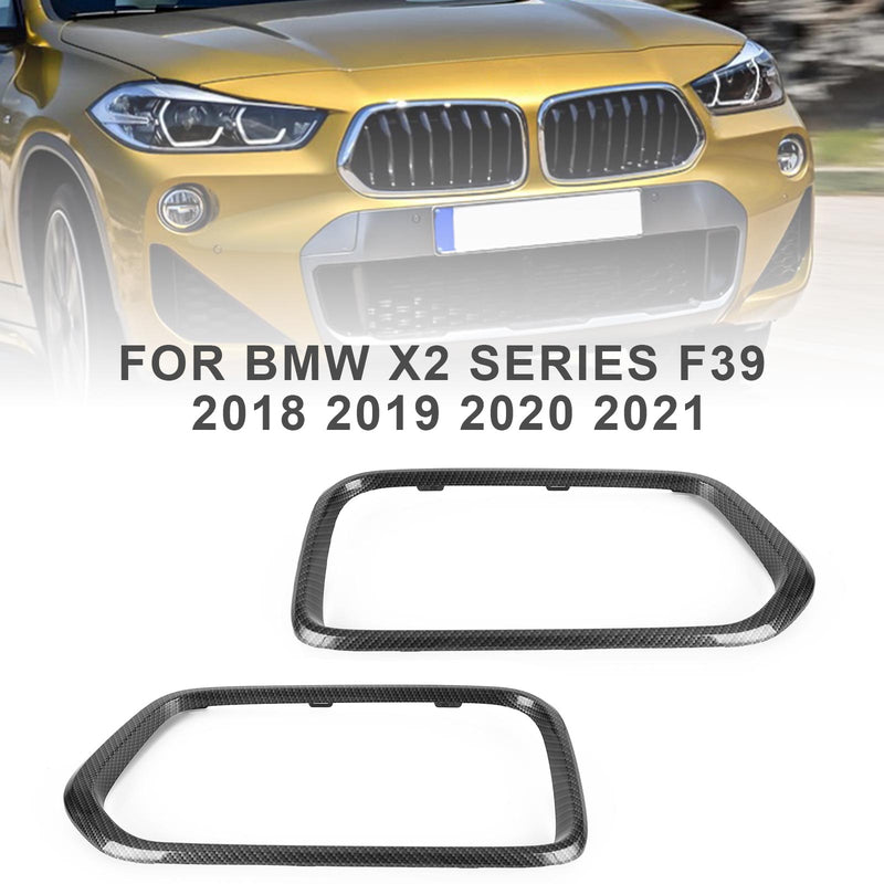 2018-2023 BMW X2 Series F39 Kolfiber främre stötfångare Grill Ramkåpa Trim