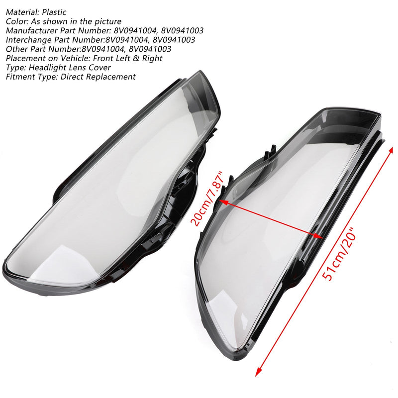 Tapa faro cristal faro para Audi A3 2013-2016 transparente generico