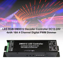 Controlador decodificador LED RGB DMX512 DC12-24V 4x4A 16A Atenuador PWM digital de 4 canales