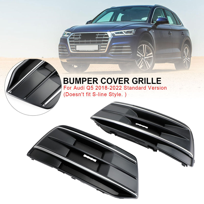 2018-2022 Audi Q5 2 STK frontstøtfangerdeksel Grill Trim-innsats svart/krom