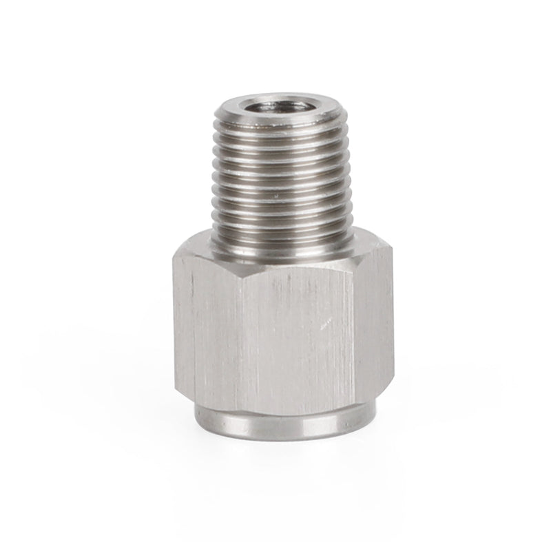 1/8" NPT uros - M10x1,0 naaras ruostumattomasta teräksestä öljynpainemittarin sovitin