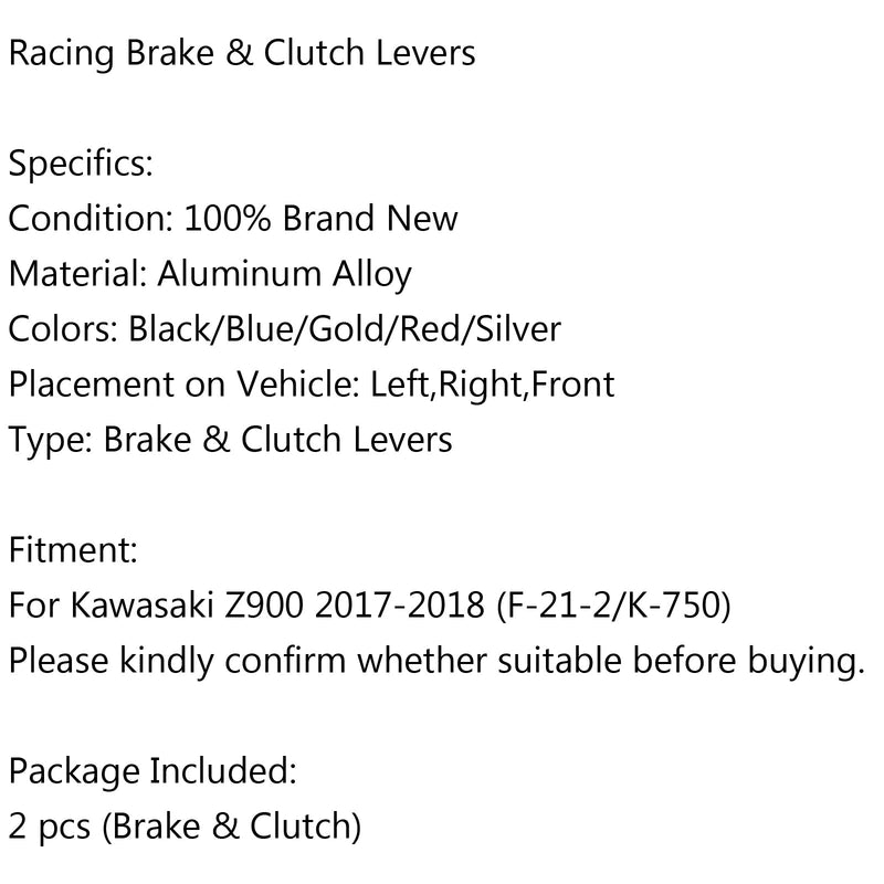 CNC-Aluminium-Motorrad-Kurzkupplungs-Bremshebel für Kawasaki Z900 2017-2018 Generic