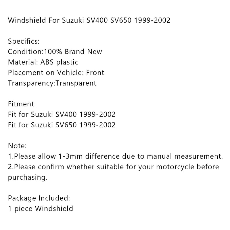 Suzuki SV400 SV650 1999-2002 ABS tuulilasin tuulilasi