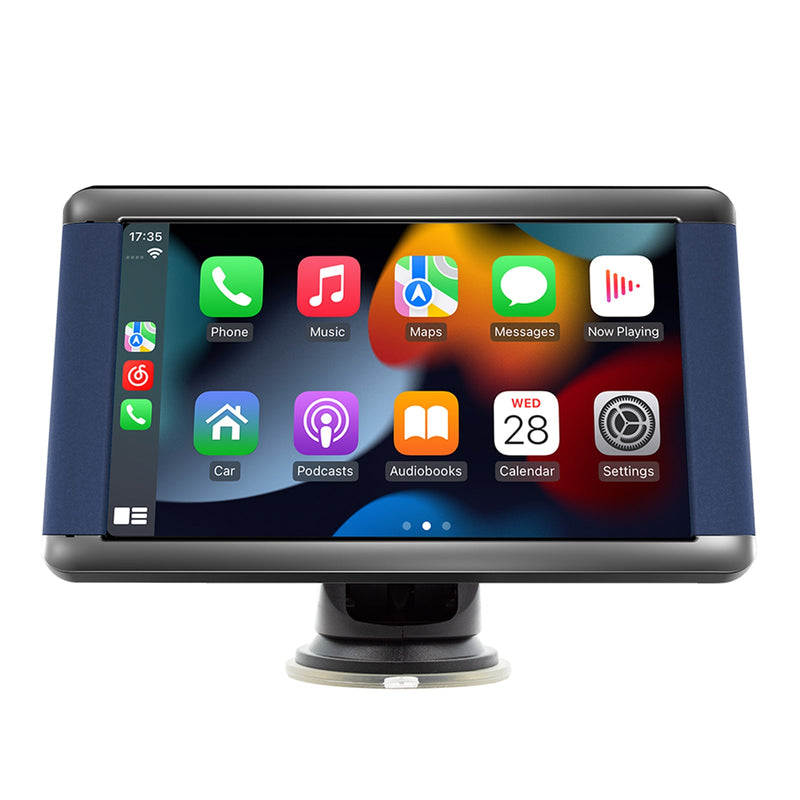 Tragbarer 7-Zoll-Auto-MP5-Player, Bluetooth-Monitor, kabelloses Carplay + 4 LED-Kamera