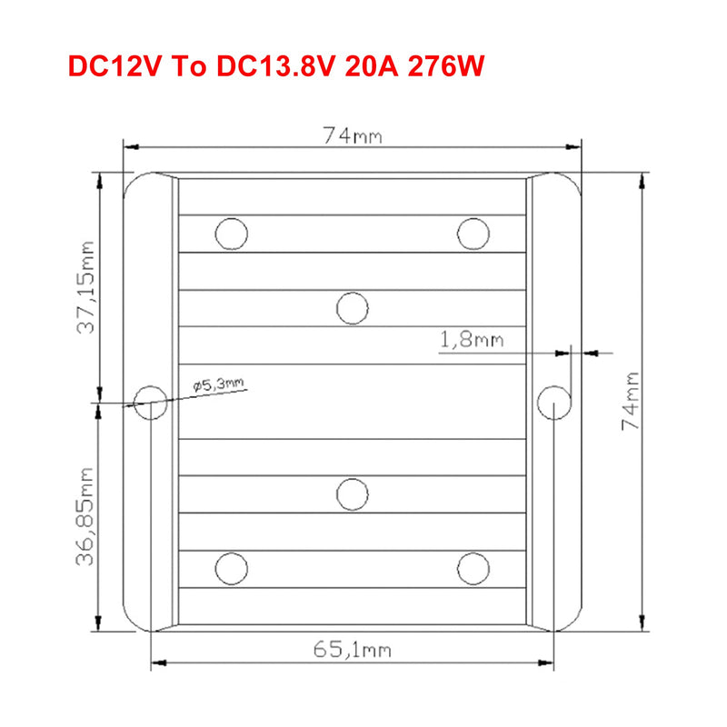 Vanntett DC 12V til 13,8V 20A 276W step-up strømforsyning omformer regulator