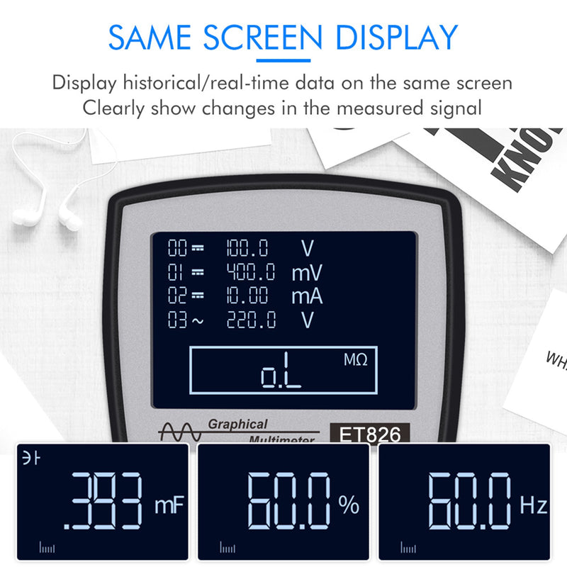 ET826 2 em 1 Digital Smart Osciloscópio Multímetro CA/CC Tensão