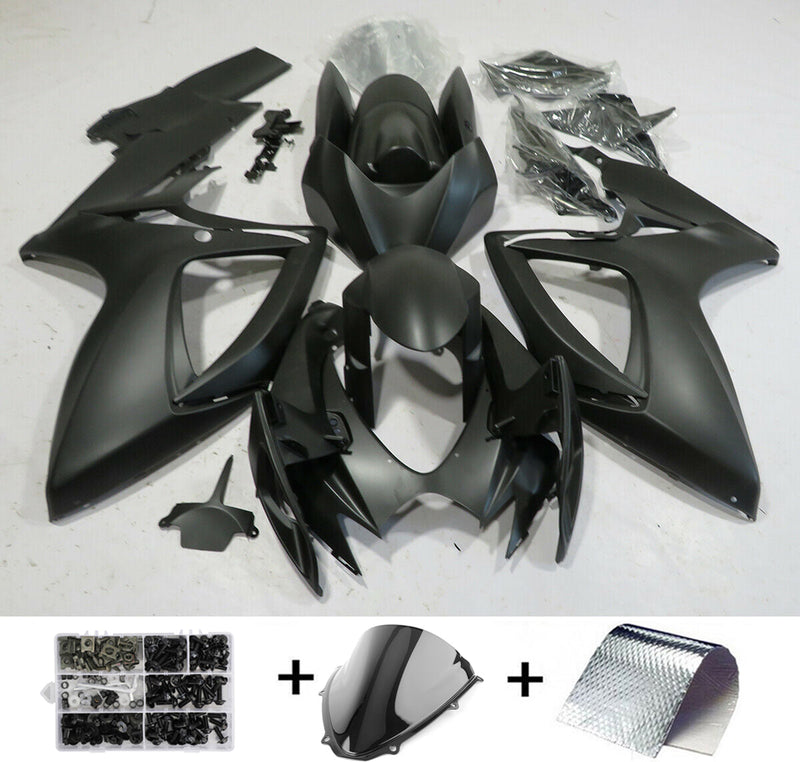 Verkleidungs-Einspritz-Kunststoff-Set, mattschwarz, passend für Suzuki GSXR600/750 2006–2007