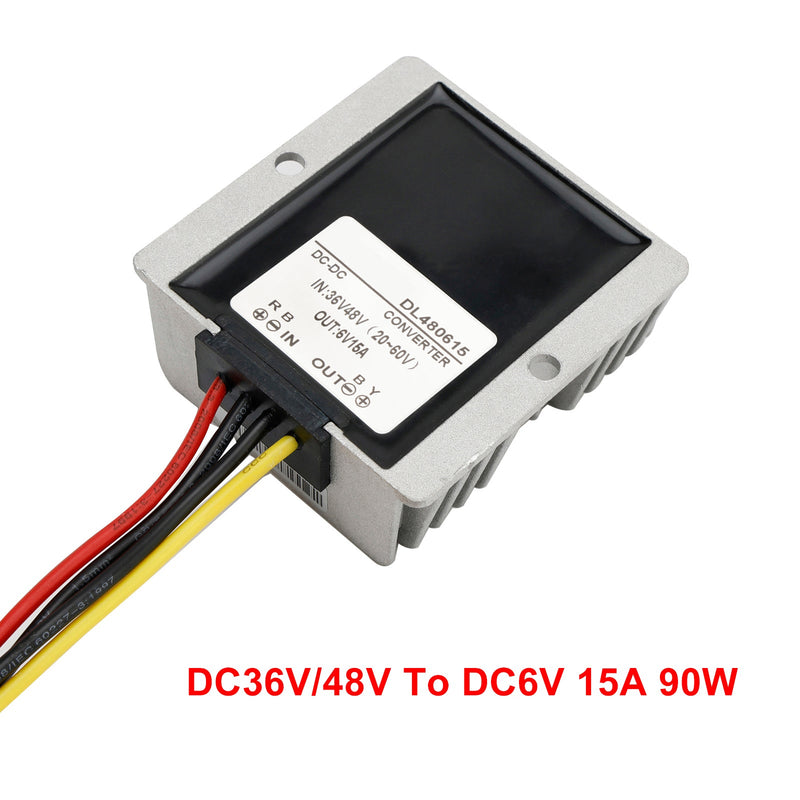 Vanntett DC 36V/48V til 6V 15A 90W nedtrappingsregulator for strømforsyning