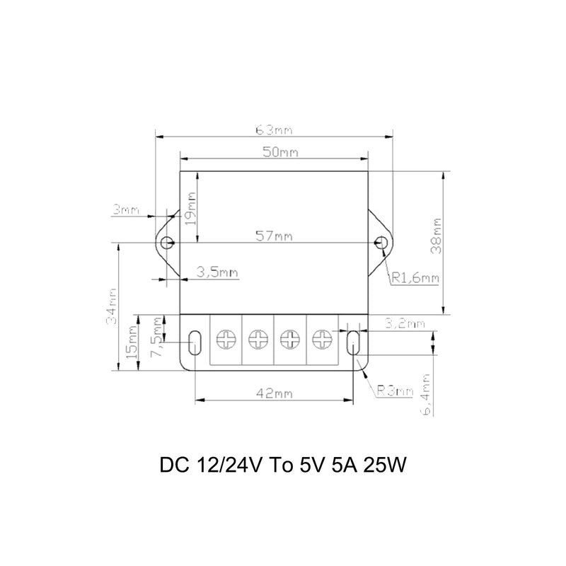 DC 12V/24V do 5V 5A 25W konwerter zasilacz regulator transformator