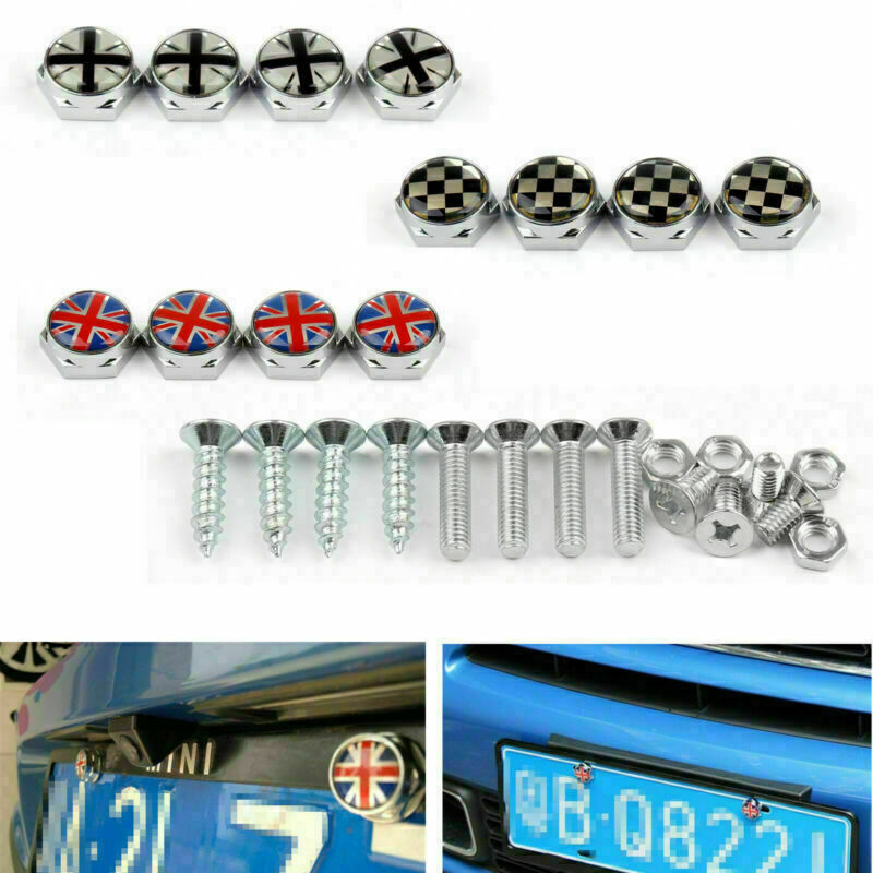 Union Jack Chrom Metall Nummernschild Rahmen Schraube Bolt Cap Para Mini Cooper