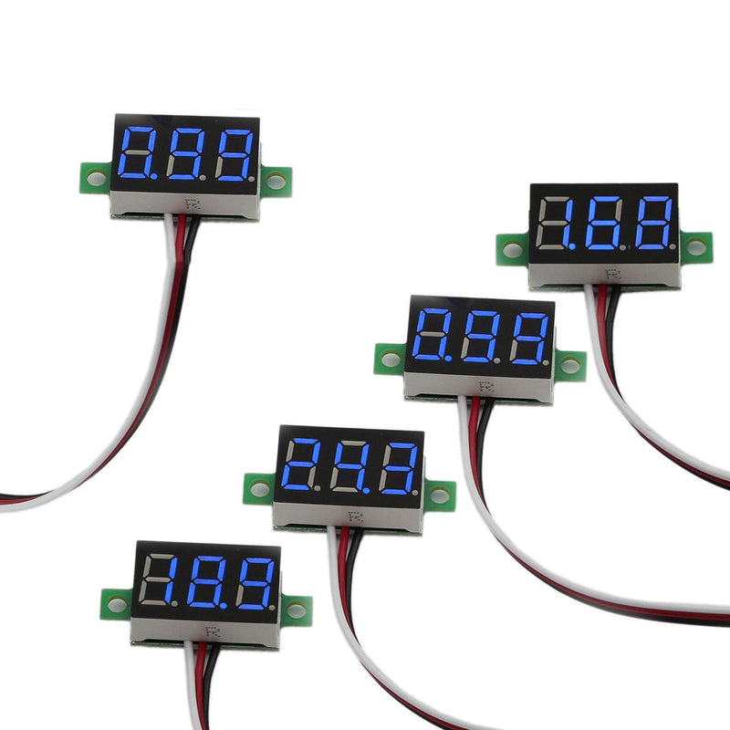 5x Mini DC 0-30V blå LED 3-digital display spänning voltmeter panel kalibrerbar