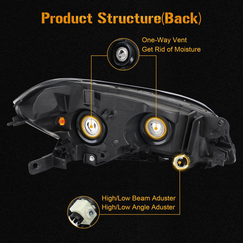 Faros delanteros amarillos transparentes con carcasa negra para Chevr Malibu 2008-2012 genéricos