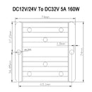 DC-DC 12/24V-32V 5A 160W Step Up Car Power Supply Converter Regulator Vandtæt