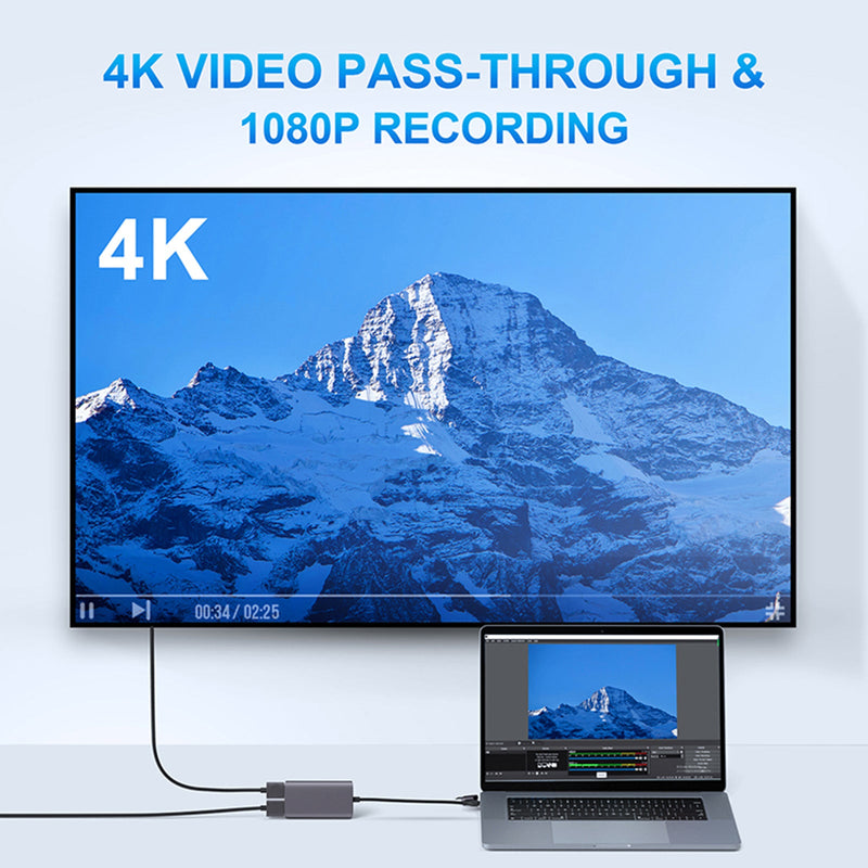 Tarjeta de captura de vídeo 1080P60fps HDMI a 4K HDMI Loop-out USB3.0 Type-C Grabber