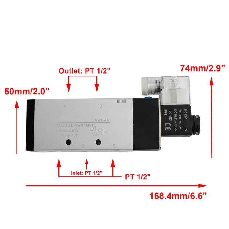 Pneumaattinen sähköinen solenoidiventtiili 4V310-10 DC 12V 2 asentoa 5 tapaa PT 1/2"