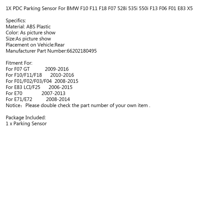 1X czujnik parkowania PDC dla BMW F10 F11 F18 F07 528i 535i 550i F13 F06 F01 E83 X5 Generic