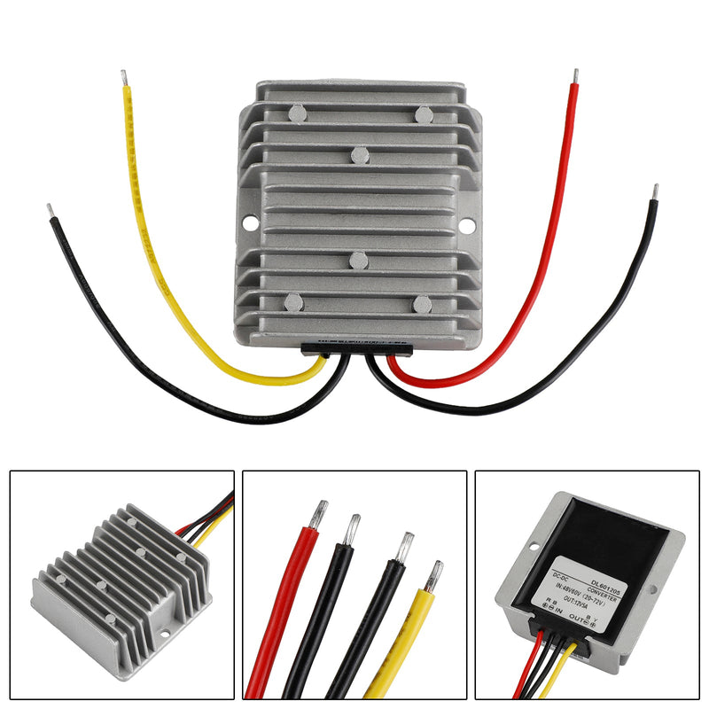 Vanntett 48V/60V til 12V 5A 60W DC/DC strømomformer nedtrappingsregulator