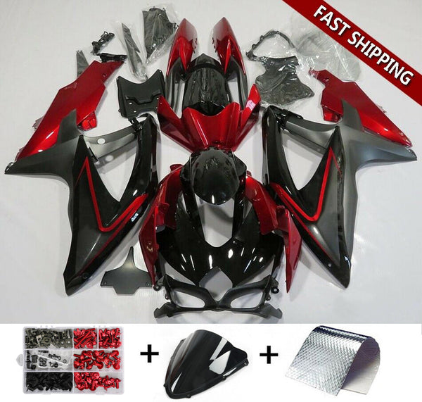 Kit de plástico de inyección de carenado rojo mate para Suzuki GSXR600/750 2008 2009 2010 genérico