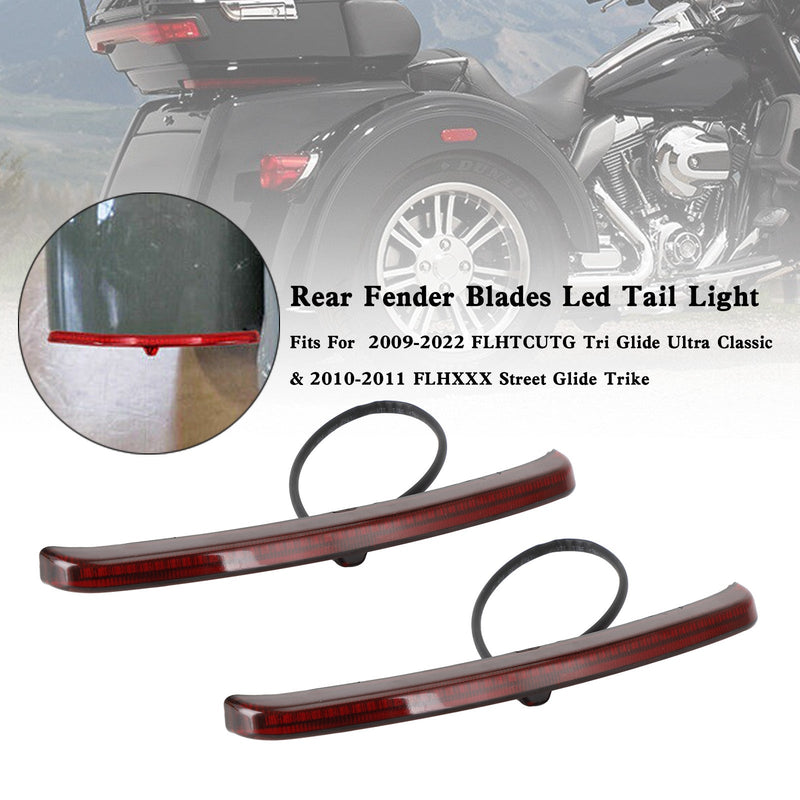 Touring Trike Glide 2009-2022 Alargadores do para-lama traseiro com luz traseira de LED