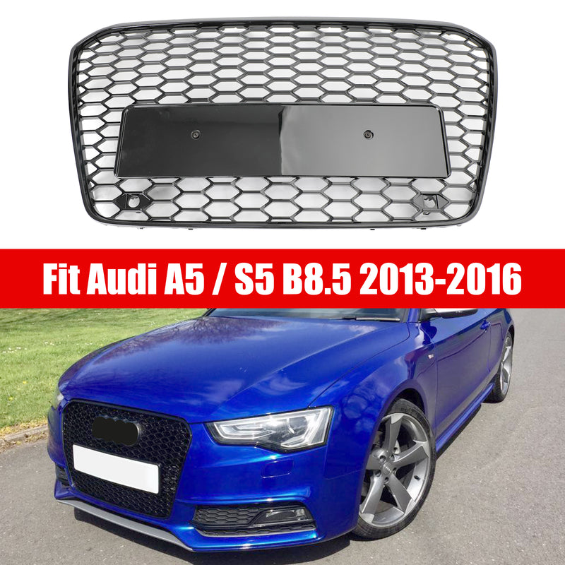 Parrilla hexagonal estilo RS5 para parachoques delantero, compatible con Audi A5 S5 B8.5 2013-2016