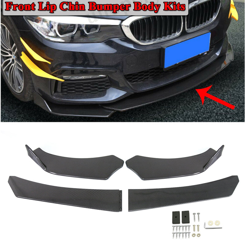 4PC Universal Front Bumper Lip Body Kit Spoiler Passer GMC Honda Civic Carbon Fiber Generic