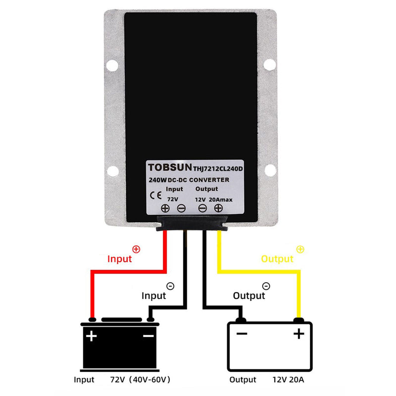 Wasserdicht 48 V/60 V/72 V bis 12 V 20A Schritt nach unten DC/Gleichstrom -Stromwandlerregler