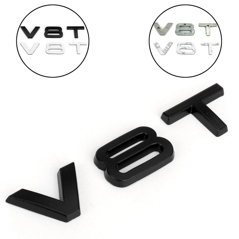 V8T Emblem Badge för Audi A1 A3 A4 A5 A6 A7 Q3 Q5 Q7 S6 S7 S8 S4 SQ5 Svart