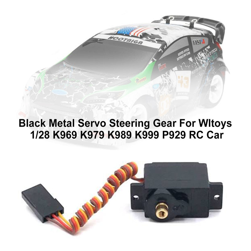 Servolenkgetriebe aus schwarzem Metall für Wltoys 1/28 K969 K979 K989 K999 P929 RC Car