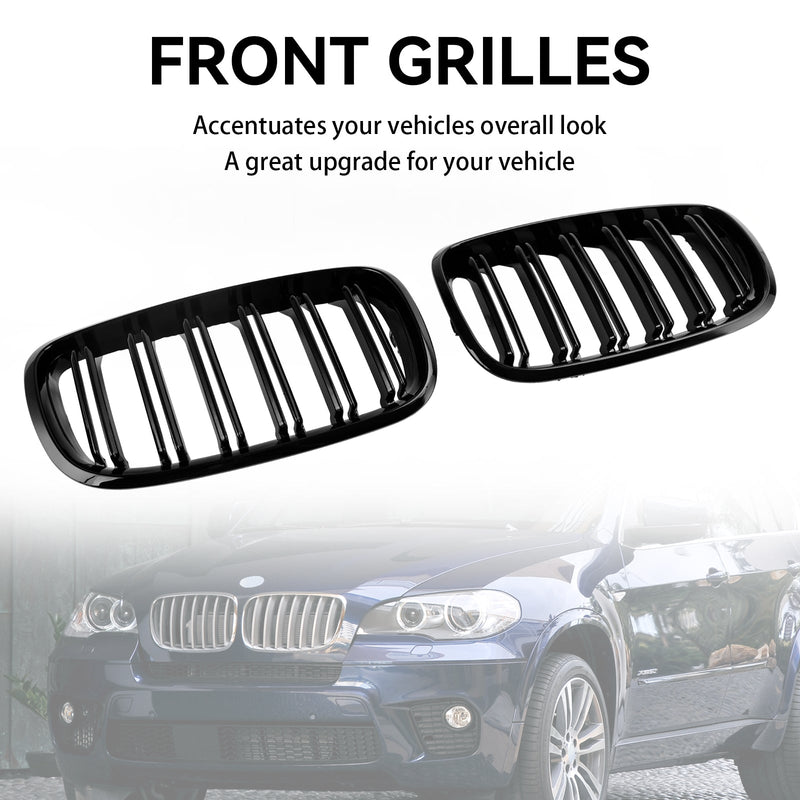 BMW X6 Hybrid E72 2008-2011 Zderzak przedni Grill nerkowy Grill czarny błyszczący