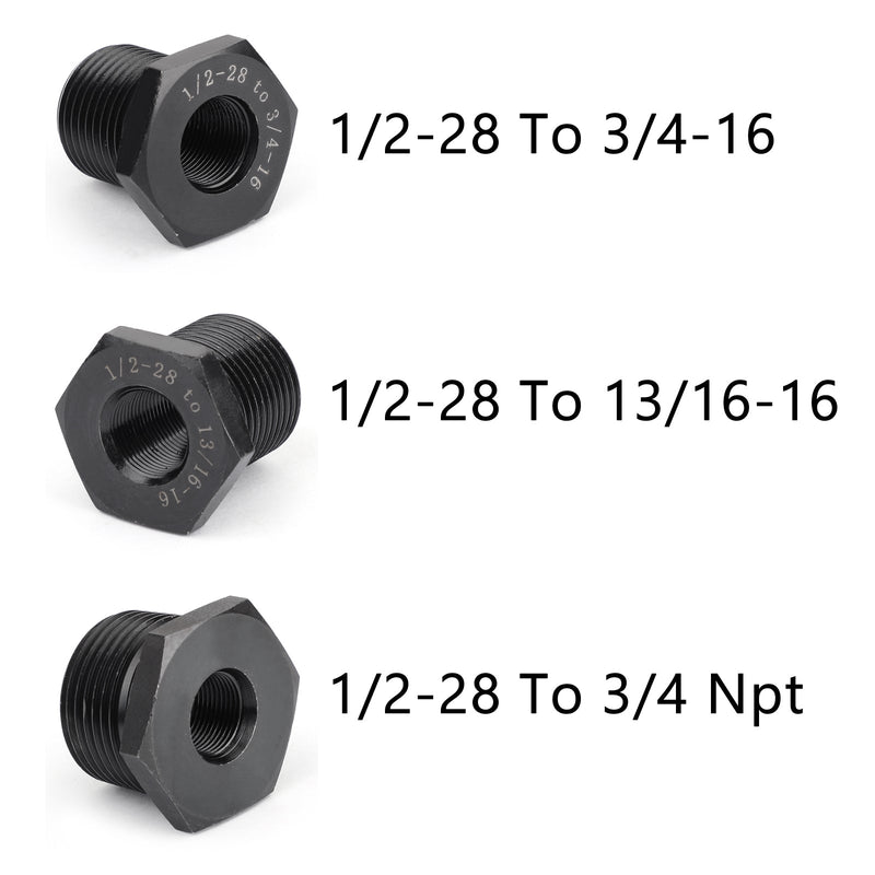 3 szt. Adapter filtra oleju z gwintem 1/2-28 do 3/4-16, 13/16-16, 3/4 NPT, czarny, nowy rodzajowy