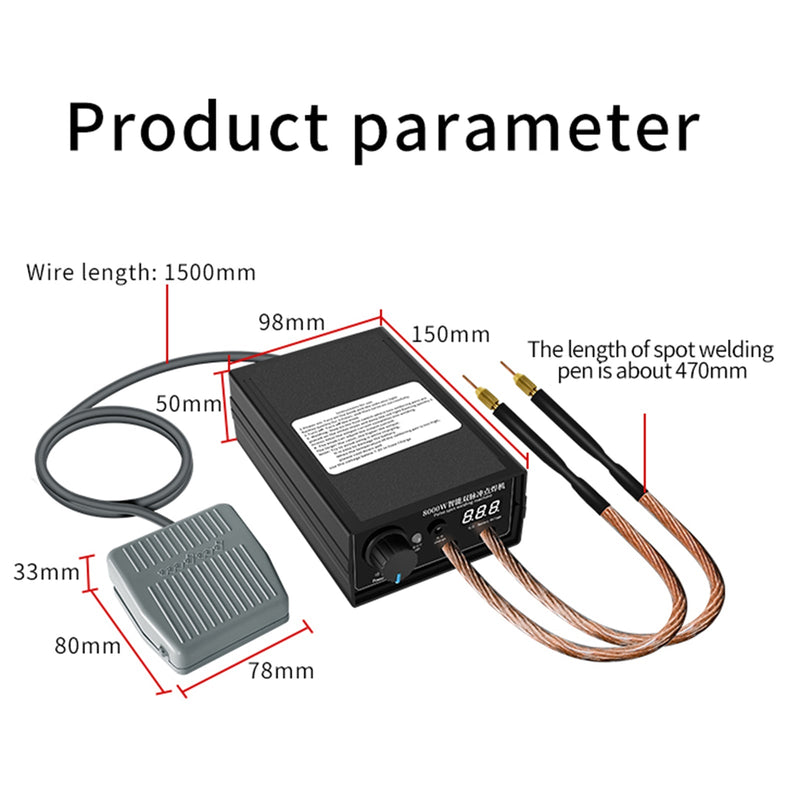 8000W mini punktsveisemaskin DIY Kit 18650 batteri punktsveisepennverktøy