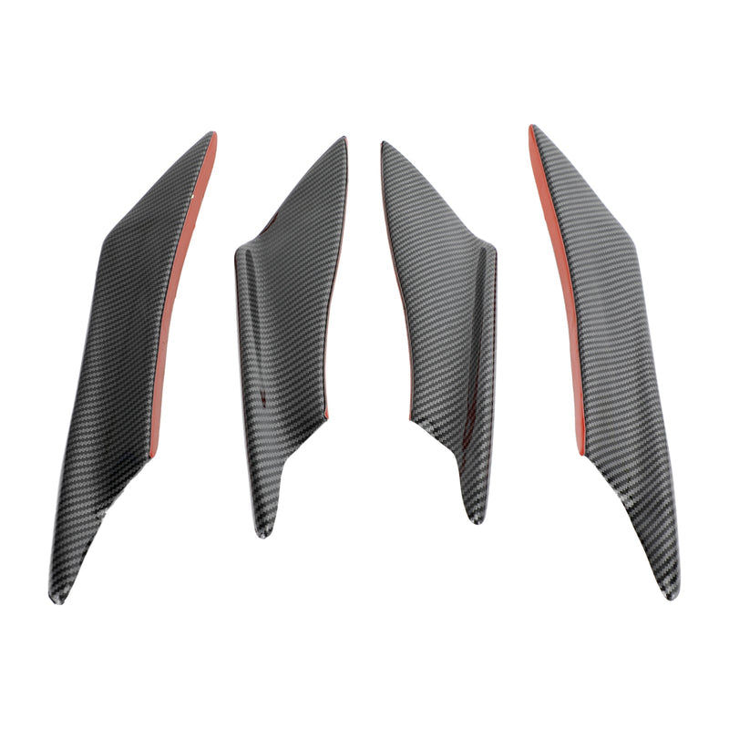 Paket med 4 Universal Front Bumper Fins Body Splitter Spoiler Canards Carbon Look