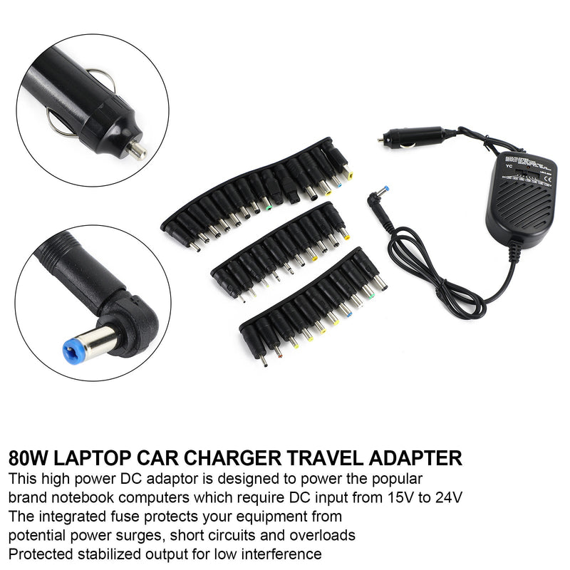 Auto Laptop Notebook 12V 80W Univ napájecí zdroj s univerzálními 34 koncovkami 12V 80W