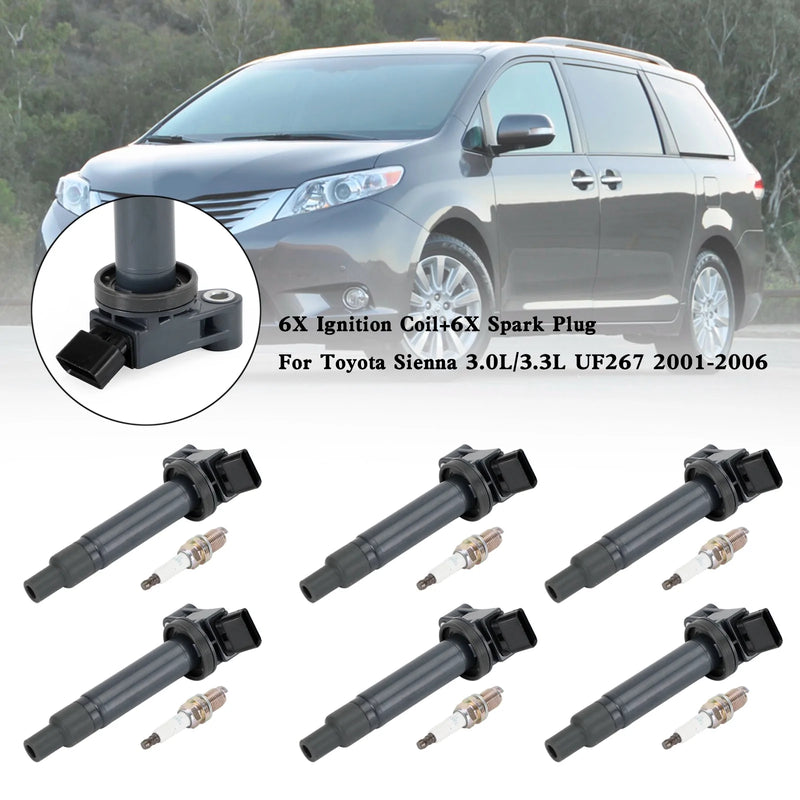 2006-2008 Lexus RX400h 3,3L V6 6X Tändspole + 6X Tändstift 90919-02234 C-528 C1175 GN10536 UF267