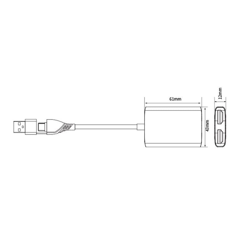 Tyyppi C/USB3.0 - Dual HDMI -sovitin Apple M1 M2 Macille Windows Type C/USB3.0 Hub