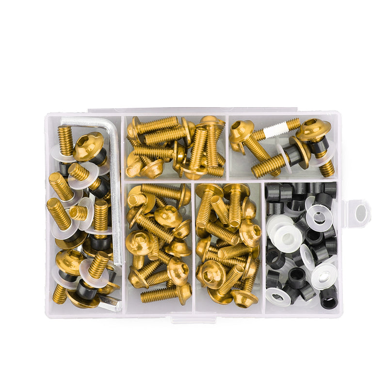 158pcs Motorradsportbike Windschutzscheibenverkleidungs Bolzen Kit Fastener Clip Schraube Gold