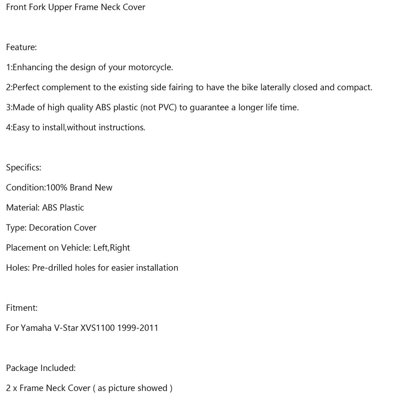 1999-2011 Yamaha V-Star XVS1100 tampa superior do pescoço do garfo dianteiro