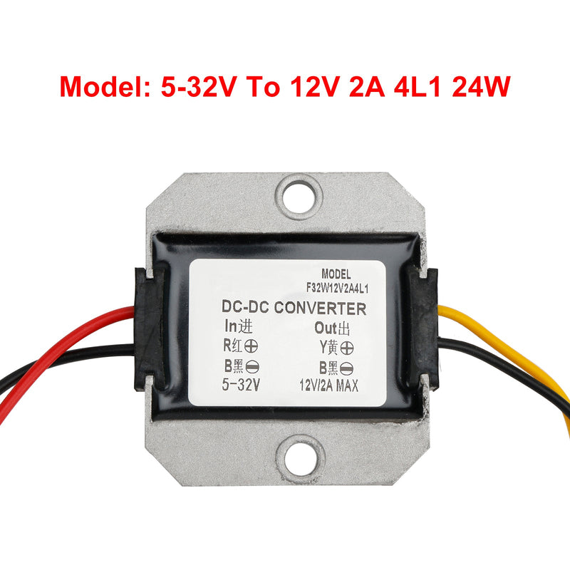 Vattentät DC (5-32V) till 12V 2/3A spänningsomvandlare regulator