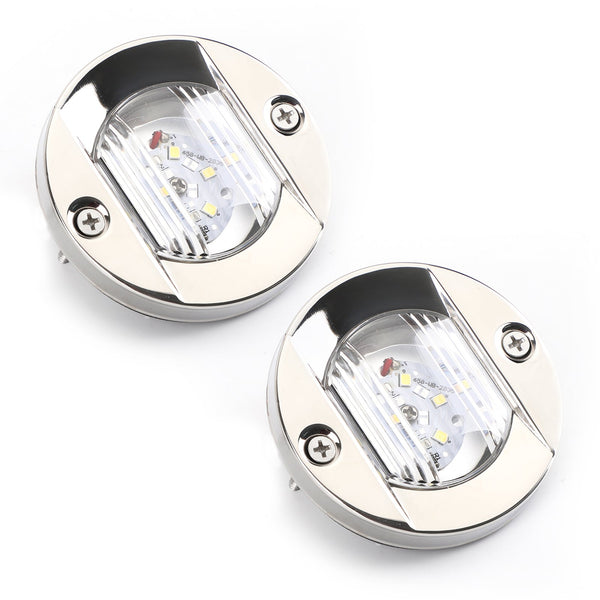 2 STK LED Marine Båt Yacht Speil Krom Anker Hekklys Rund 2835-SMD 12V