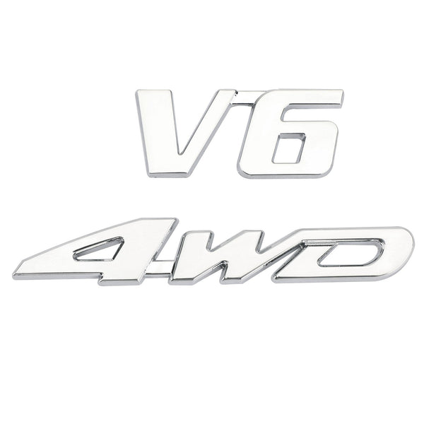 3D Chrome Metal 4WD Trunk Fender Emblema Emblema Decalque Adesivo 4WD SUV V6 Genérico