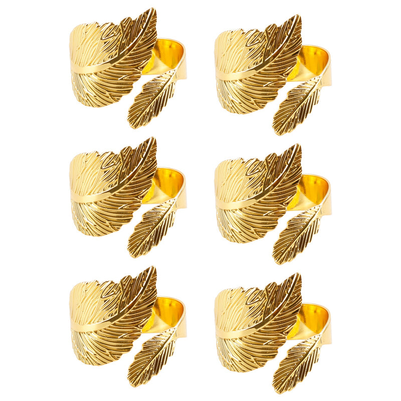 6PCS Serviettenringe Blatt Serviettenhalter Adornmen Legierung Golden