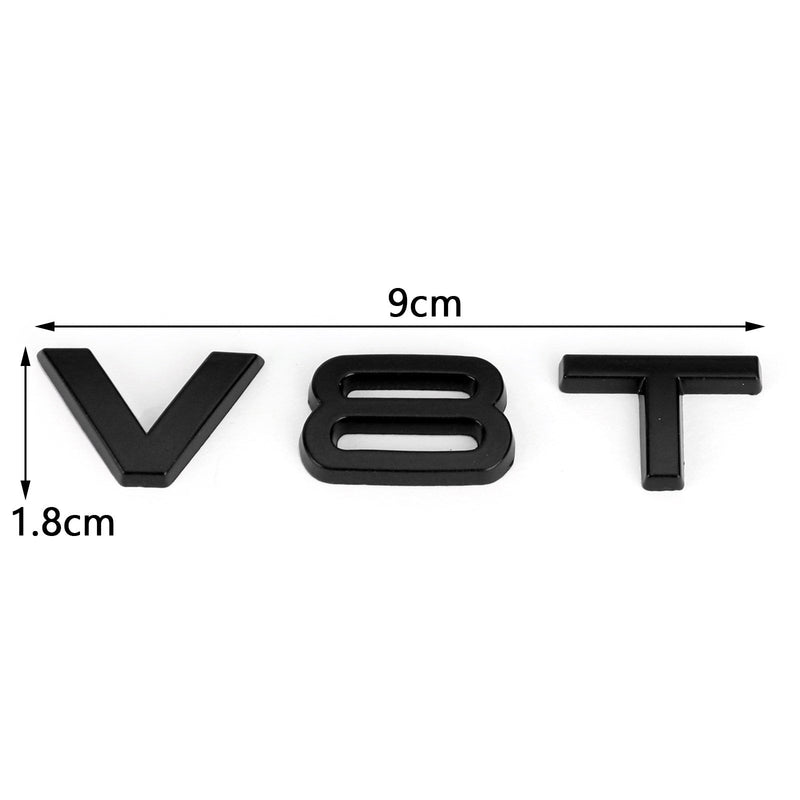 V8T Emblem Badge för Audi A1 A3 A4 A5 A6 A7 Q3 Q5 Q7 S6 S7 S8 S4 SQ5 Svart