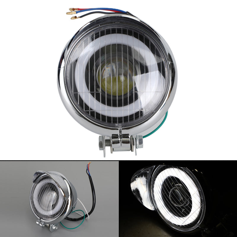 5 tommers motorsykkellykt krom Halo Ring DRL for Cafe Racer Custom Bike